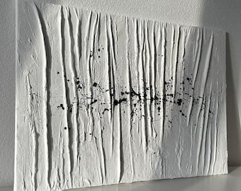 White Fabric Plaster Wall Art, Handmade Fabric Textured Painting, 3D Textured Fabric Wall Art,Abstract Wall Art,Minimalist Modern Wall Decor