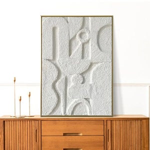 Arte mural de yeso blanco, pintura texturizada 3D hecha a mano, arte abstracto 3D, escultura texturizada