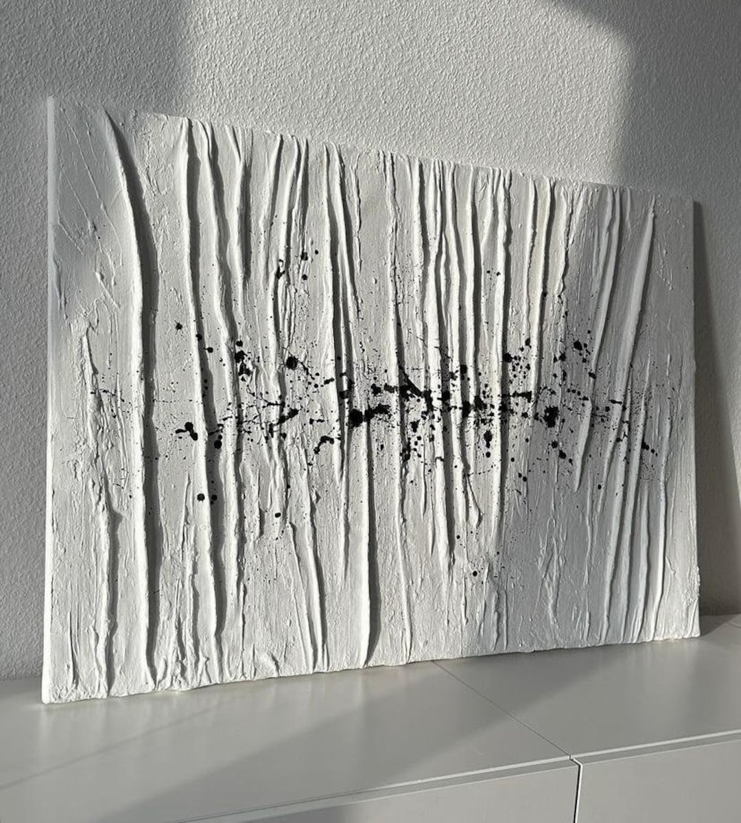 Photo inspiration: Picture Idea: White Fabric Plaster Wall Art Handmade Fabric Textured Painting 3D