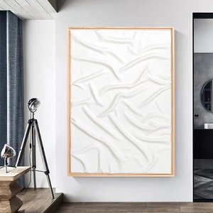 Plaster Wall Art,3D Draped Fabric Effect,Textured Home Decor,Minimalist On Canvas,Minimalist Home Wall Art,3D Abstract Wall Art
