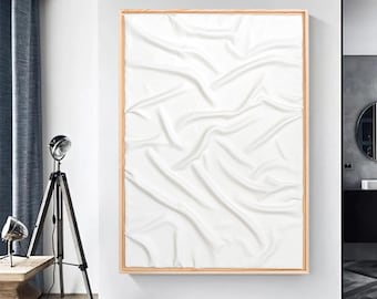 Plaster Wall Art,3D Draped Fabric Effect,Textured Home Decor,Minimalist On Canvas,Minimalist Home Wall Art,3D Abstract Wall Art