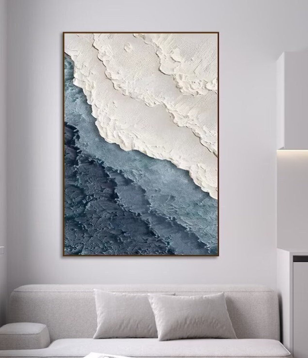 Thalasse Large 3D Textured Framed Abstract Wall Art for Living Room ...
