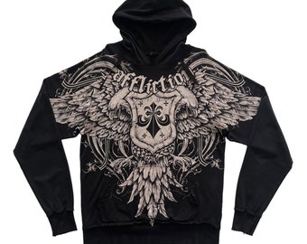 Rare Affliction Cross Wing Grunge Cyber Y2K Style Hoodie