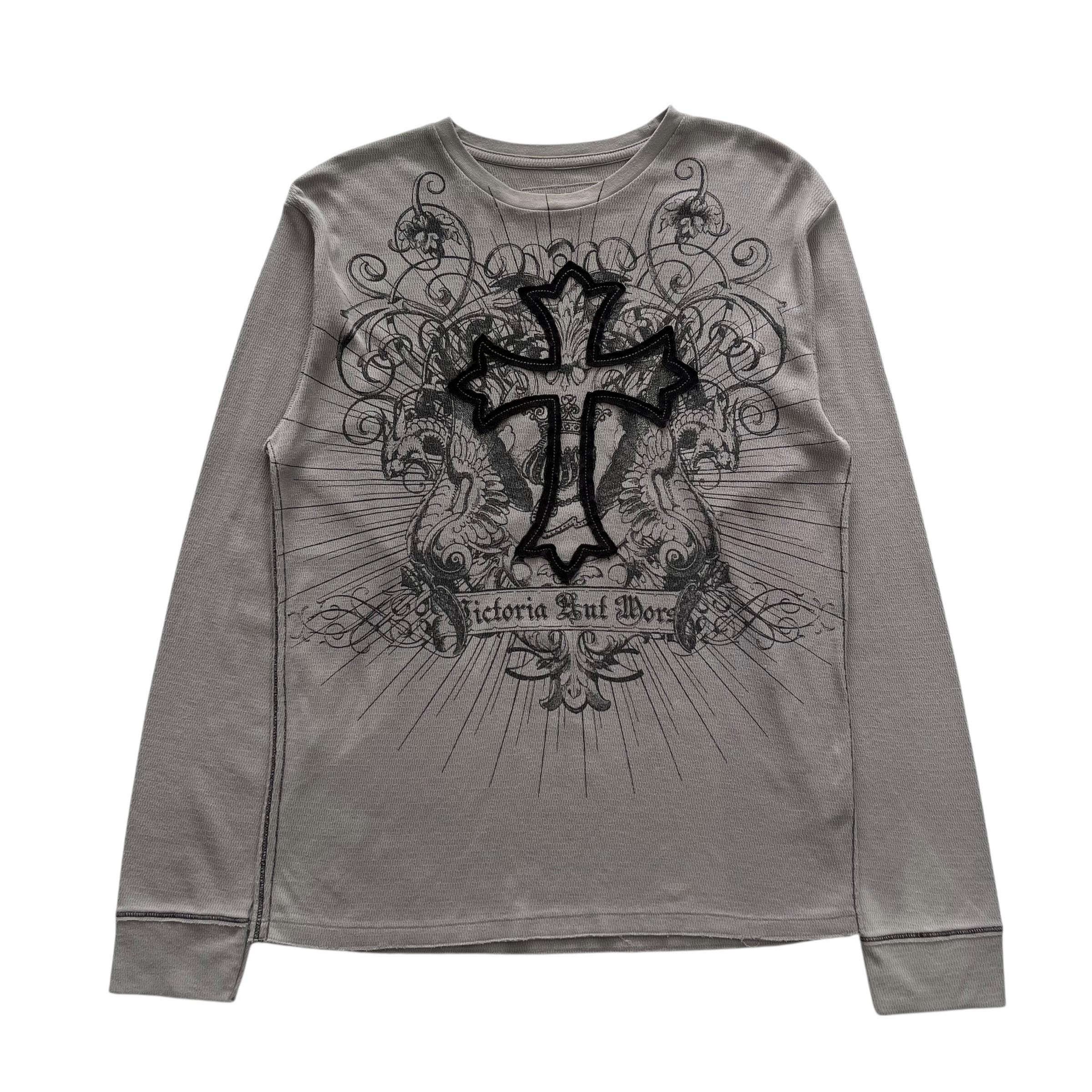 Cross Grunge Cyber Y2K Thermal Style Long Sleeve - Etsy