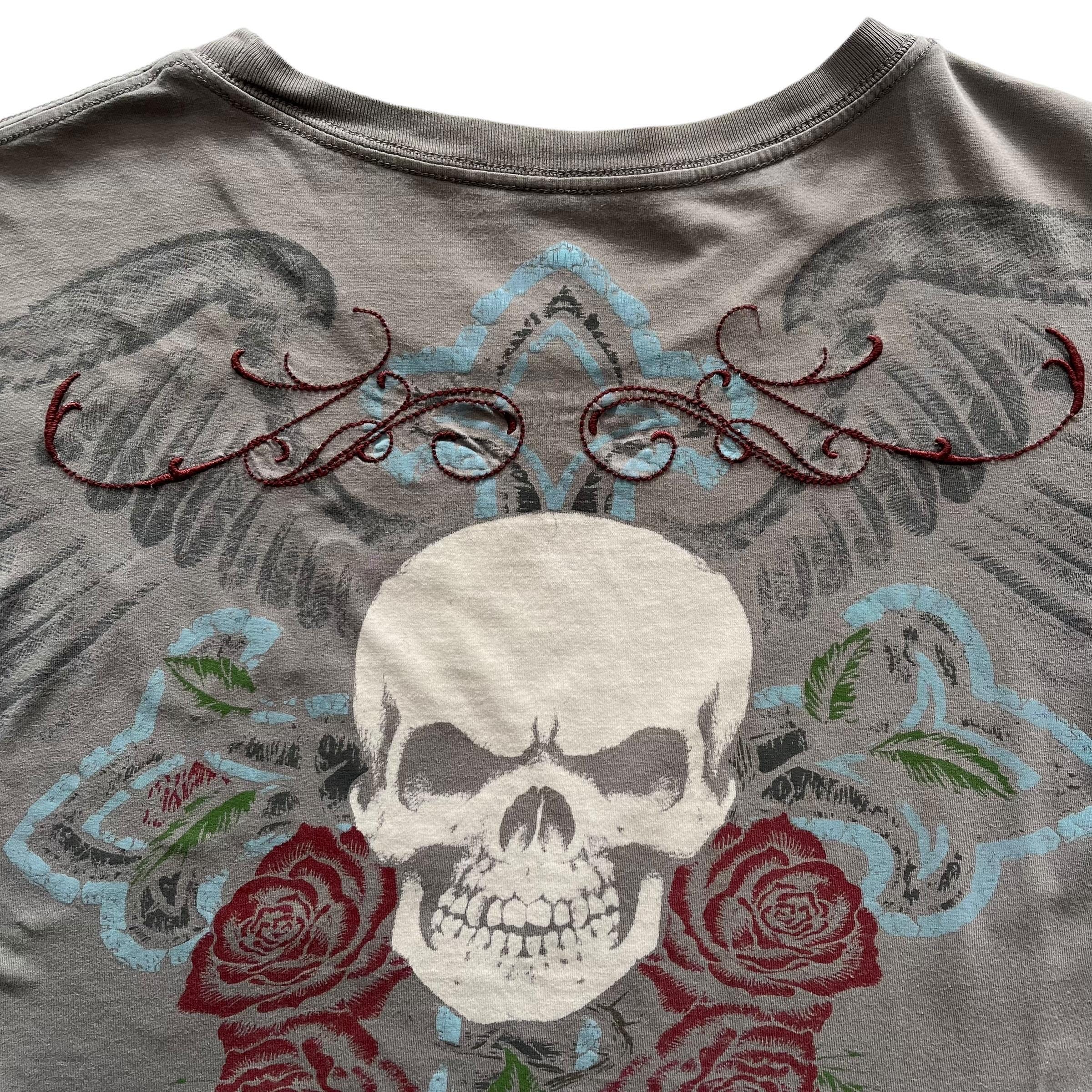 Affliction Roses Skull Cross Grunge Cyber Y2K Style T-shirt - Etsy