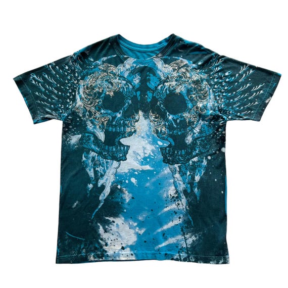Archaic Affliction Skull Wing Grunge Cyber Y2K Style T-shirt