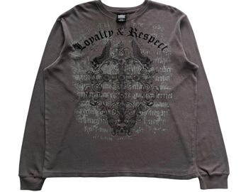 トップス skull cross print thermal l/s y2k grunge Skull Cross Grunge Cyber Y2K Thermal Style Long Sleeve - Etsy