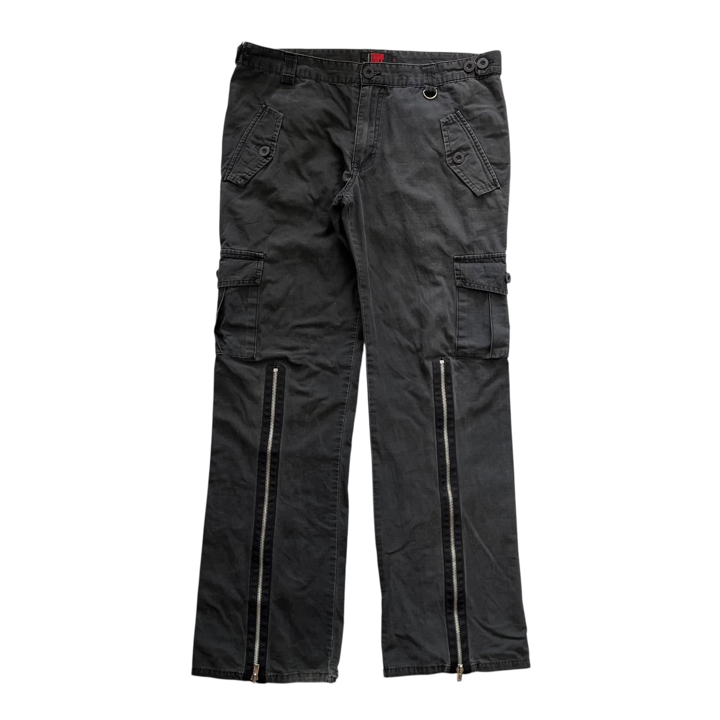 Vintage TRIPP NYC Black Bondage Pants With Front Zips | Flare Leg