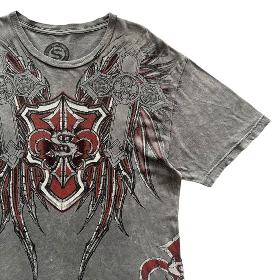 トップス 00s unknown l/s design cross wing grunge T Shirts for Women Fairy Grunge Clothes Cross Wings Print