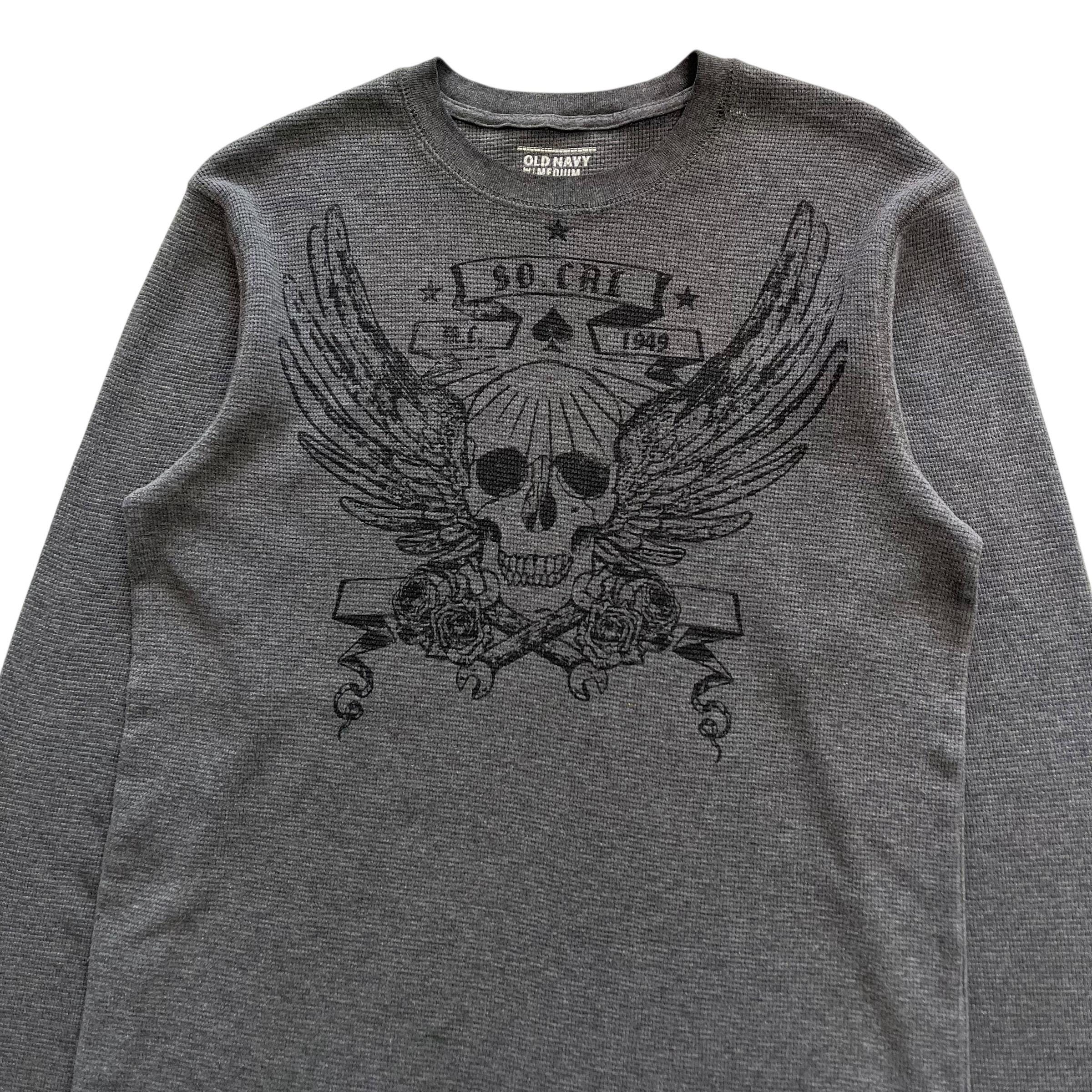 Old Navy Skull Wing Grunge Cyber Y2K Thermal Style Long Sleeve - Etsy