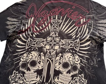 Affliction サーマル xzavier スカル 十字架 mma Xzavier Skull Cross Wing Grunge Cyber Y2K Style T-shirt - Etsy