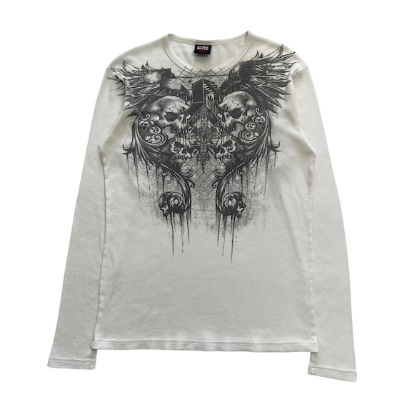 MMA Elite Skull Cross Wing Grunge Cyber Y2K Thermal Style