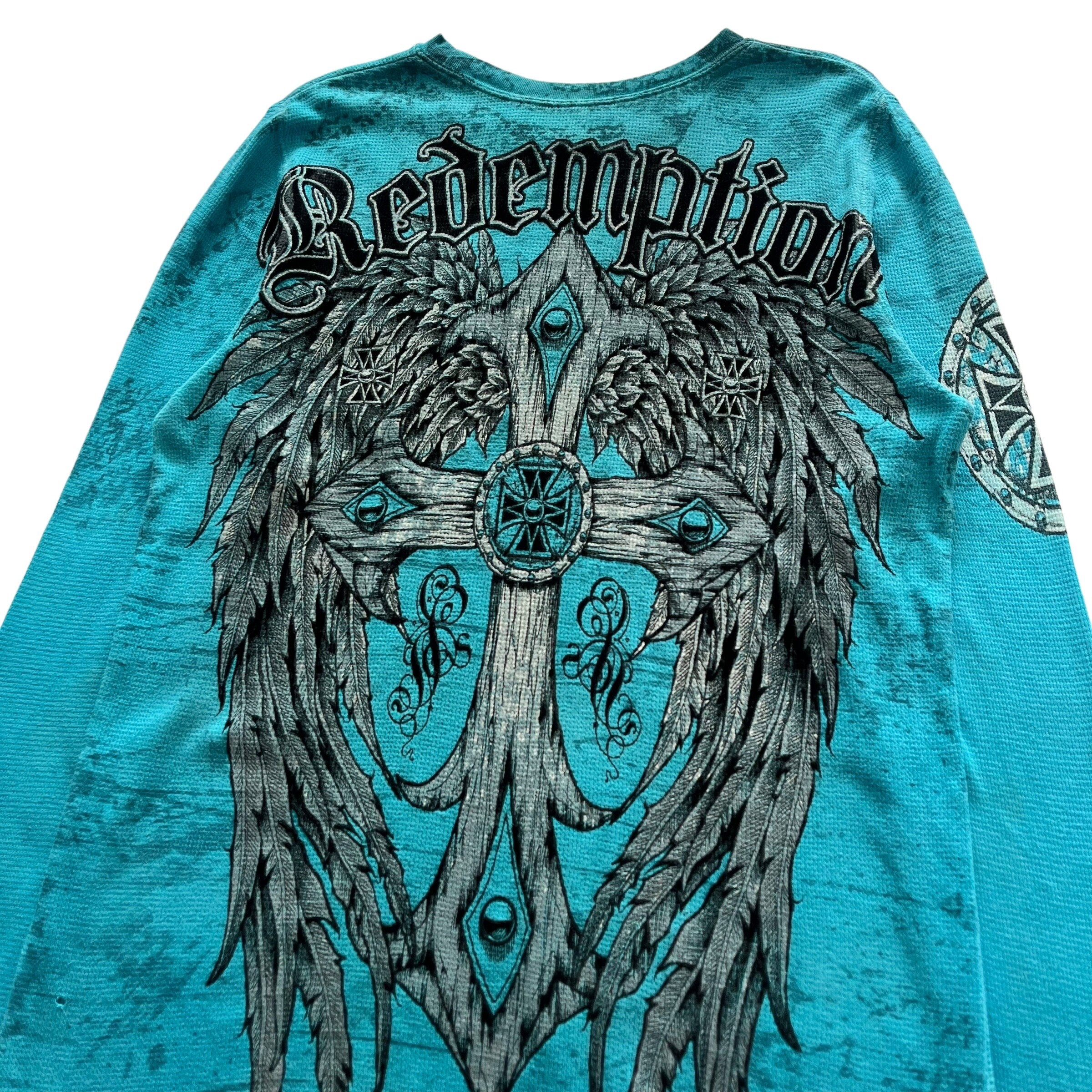 raw state affliction サーマル　十字架　y2k 平成 Raw State Cross Wing Grunge Cyber Y2K Thermal Style Long Sleeve