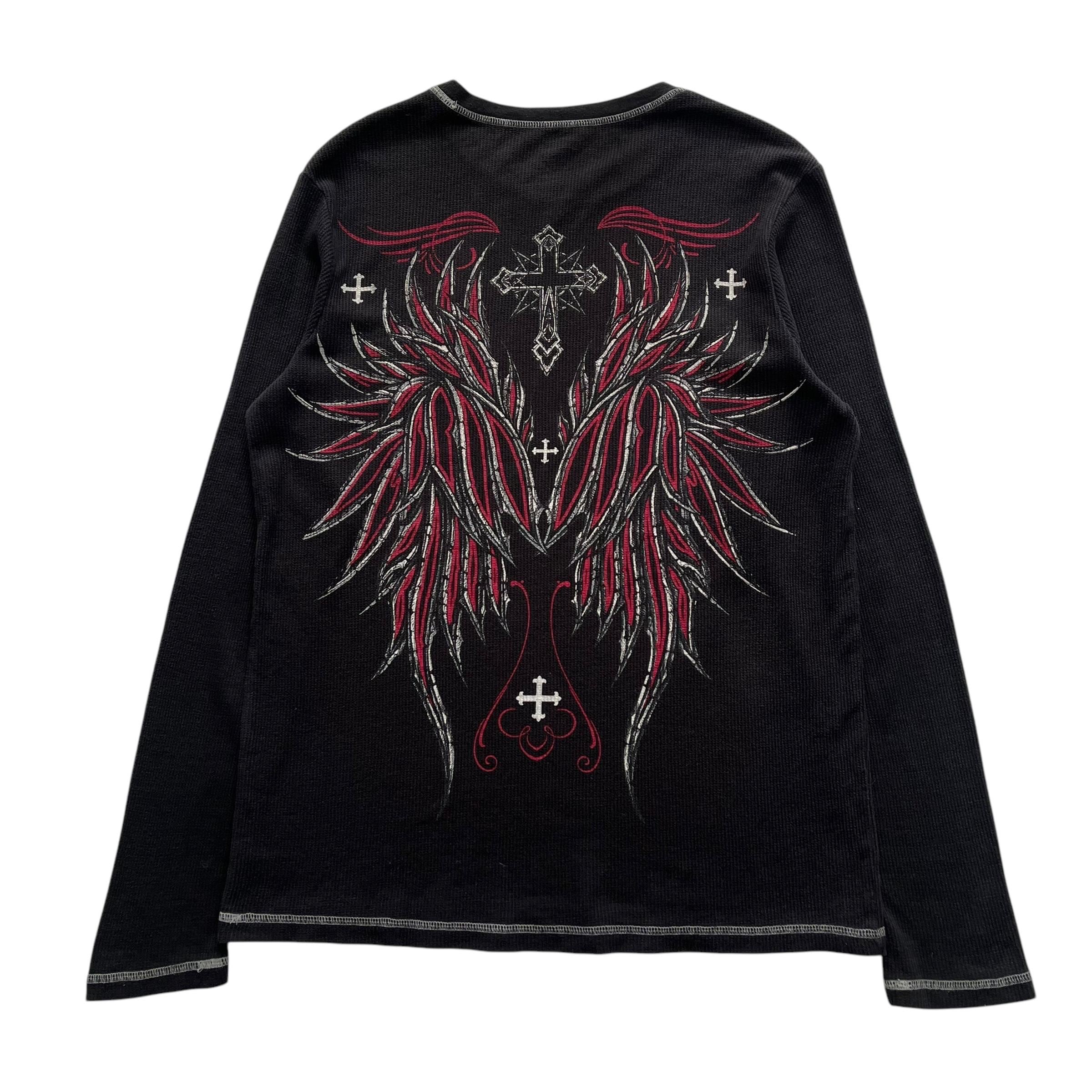 No Boundaries Skull Cross Wing Grunge Cyber Y2K Thermal
