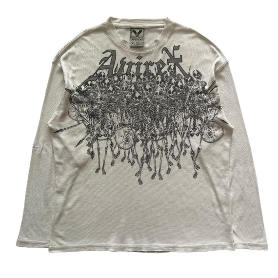 Rare Avirex Ghost Mountain Grunge Y2K Thermal Style Long Sleeve