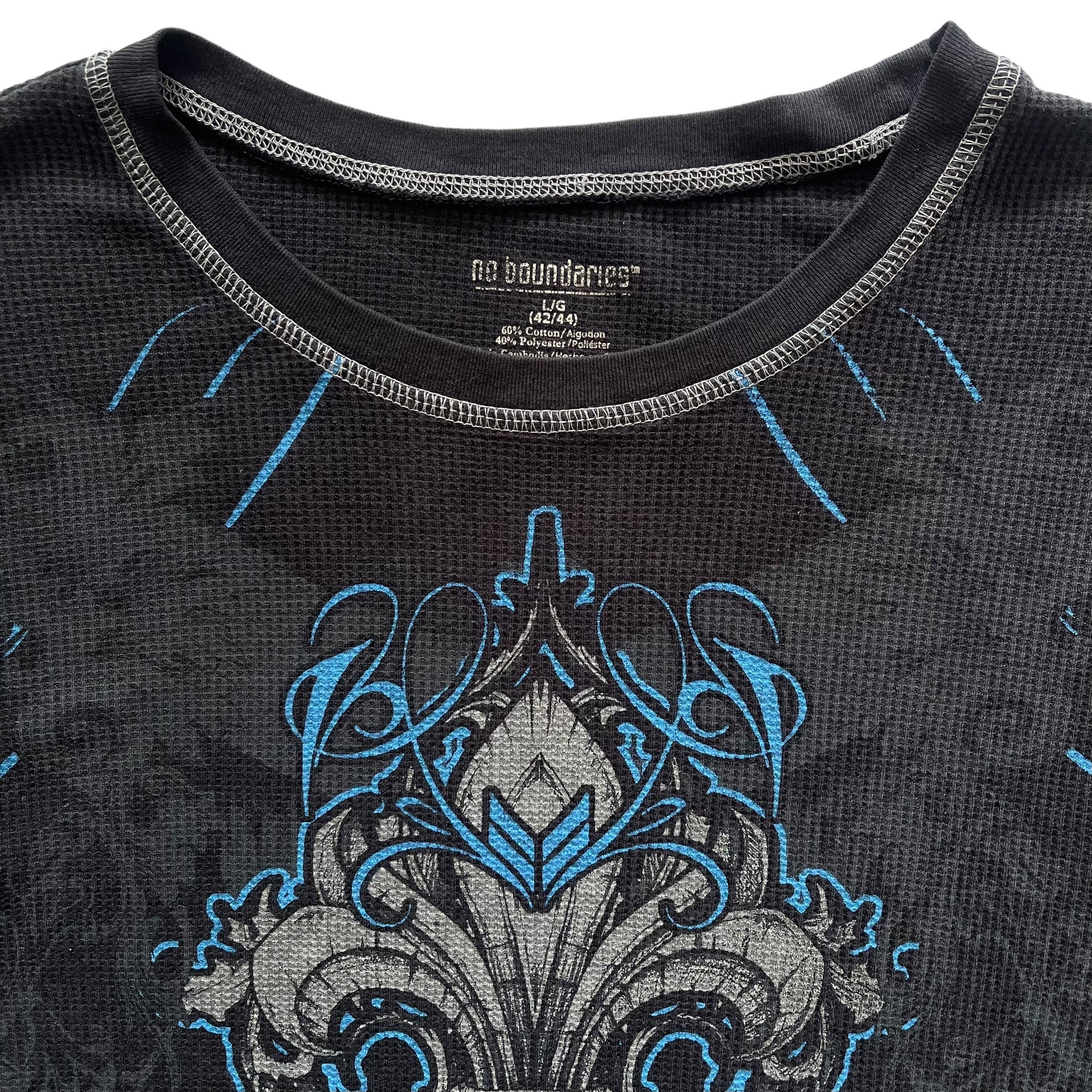 No Boundaries Cross Grunge Cyber Y2K Thermal Style Long Sleeve - Etsy