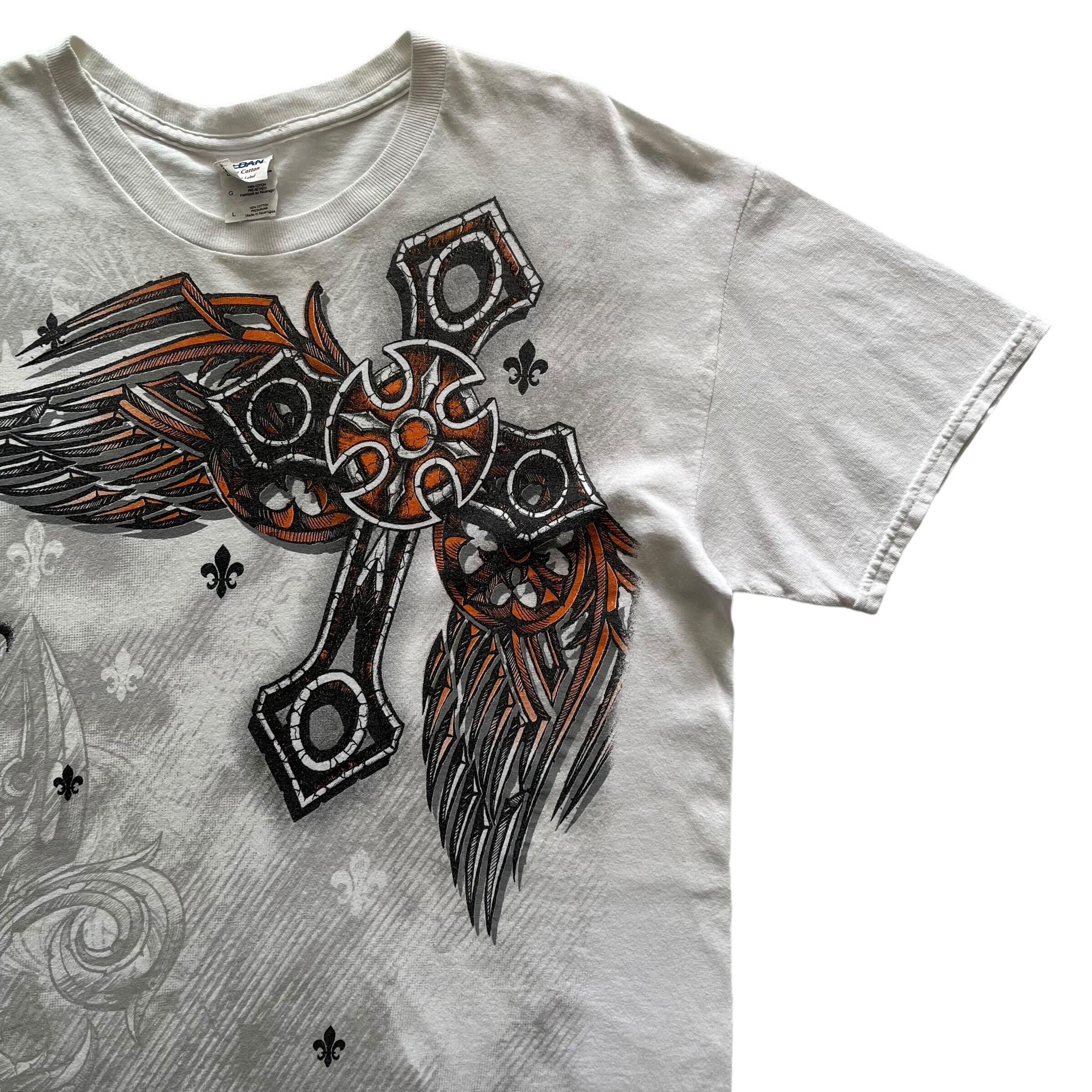 トップス 00s unknown l/s design cross wing grunge Cross Wing Grunge Cyber Y2K Style T-shirt - Etsy