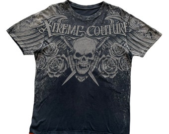 Xtreme Couture Skull Wing Grunge Cyber Y2K Style T-Shirt