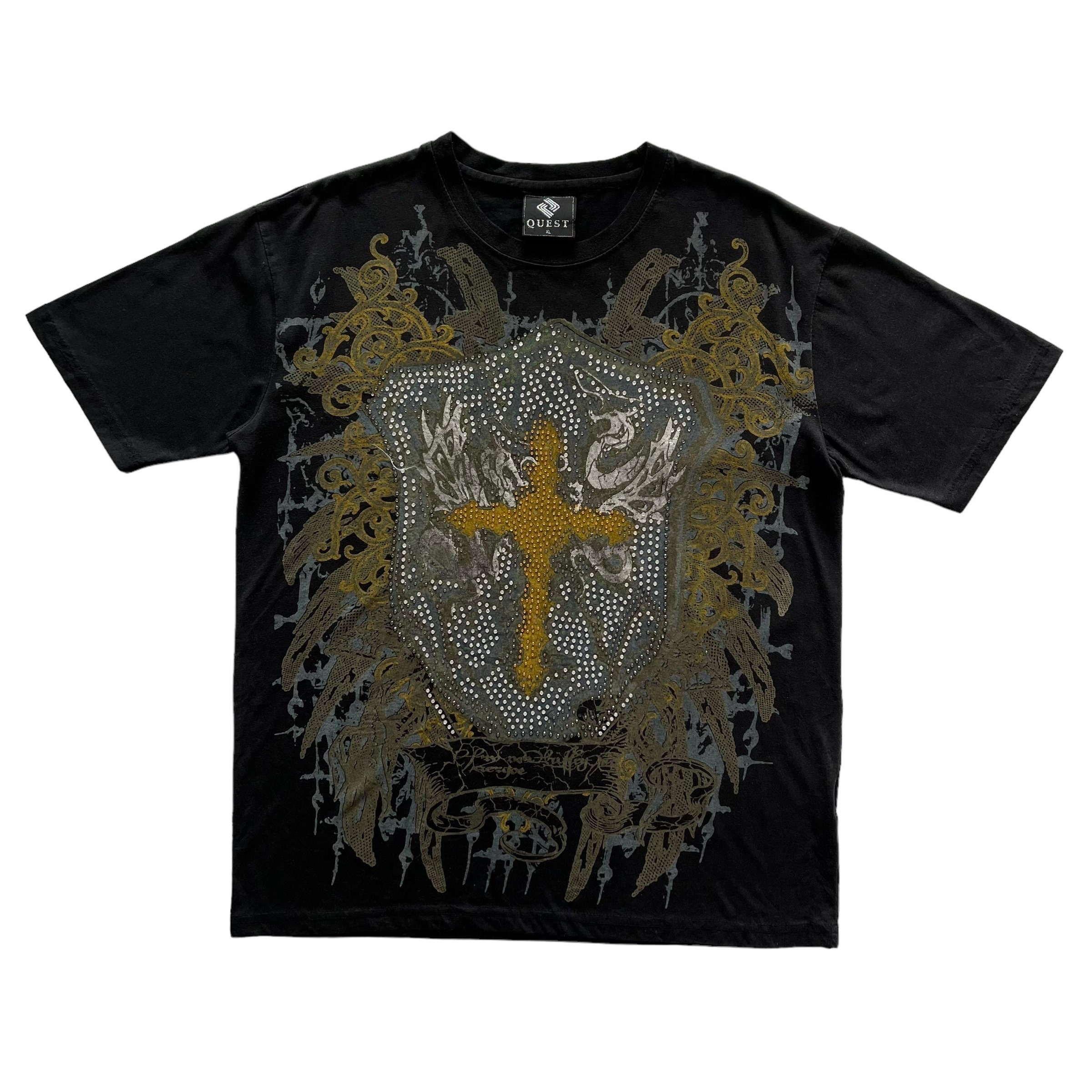 Cross Wing Rhinestone Grunge Cyber Y2K Style T-shirt - Etsy Cross Wing Rhinestone Grunge Cyber Y2K Style T-shirt - Etsy