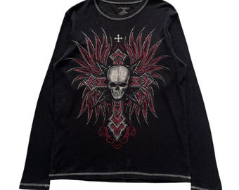 No Boundaries Skull Cross Wing Grunge Cyber Y2K Thermal