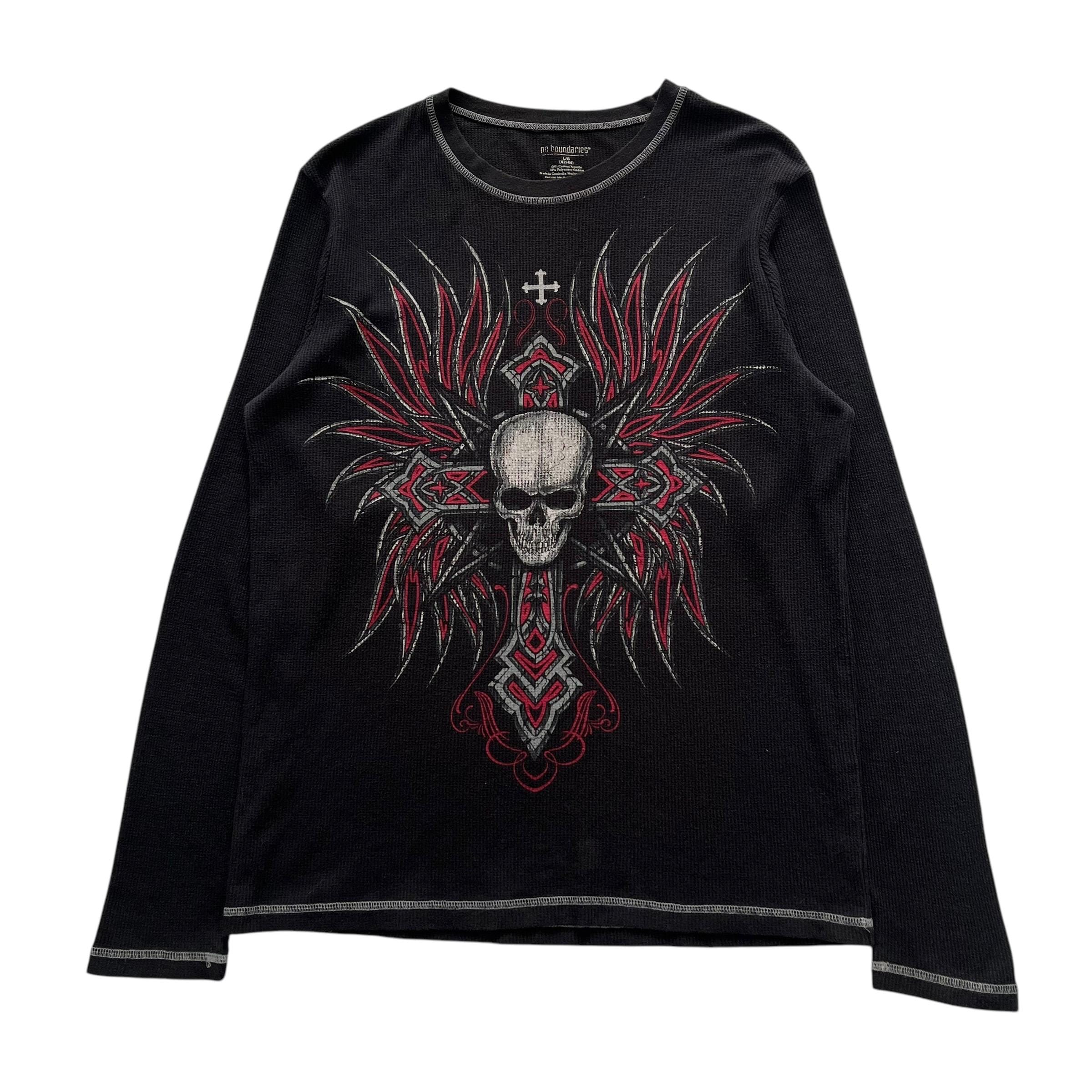 No Boundaries Skull Cross Wing Grunge Cyber Y2K Thermal