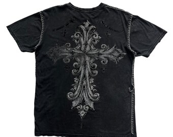 archive semantic design shirt 再構築 y2k Xzavier Skull Cross Wing Grunge Cyber Y2K Style T-shirt - Etsy
