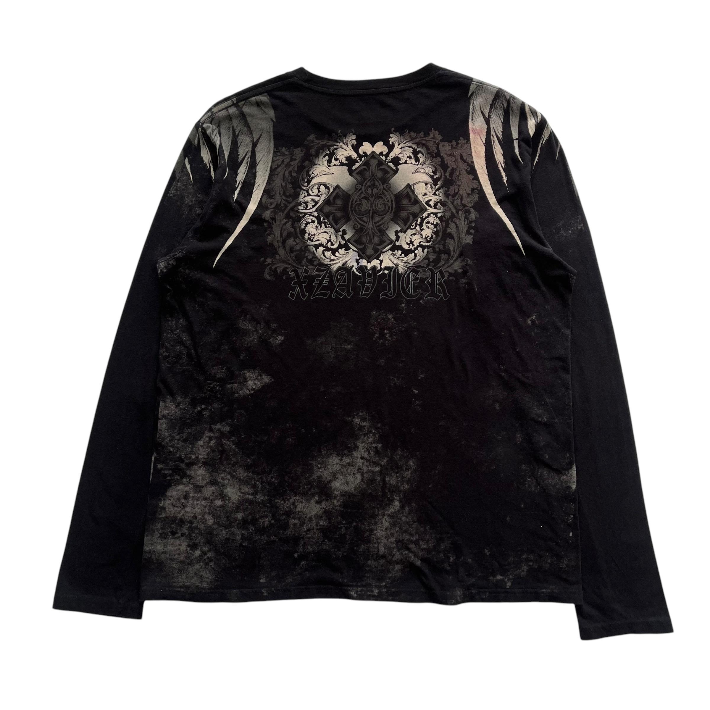 Xzavier Skull Cross Wing Grunge Cyber Y2K Style Long Sleeve