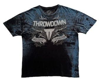 roar damage ロンT y2k Throwdown Redemption Cross Wing Grunge Cyber Y2K Thermal