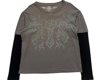 Diesel Front Design Double Layer Grunge Cyber Y2K Style Long