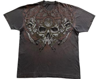 Ring of Fire Skull Cross Wing Grunge Cyber Y2K Style T-shirt - Etsy