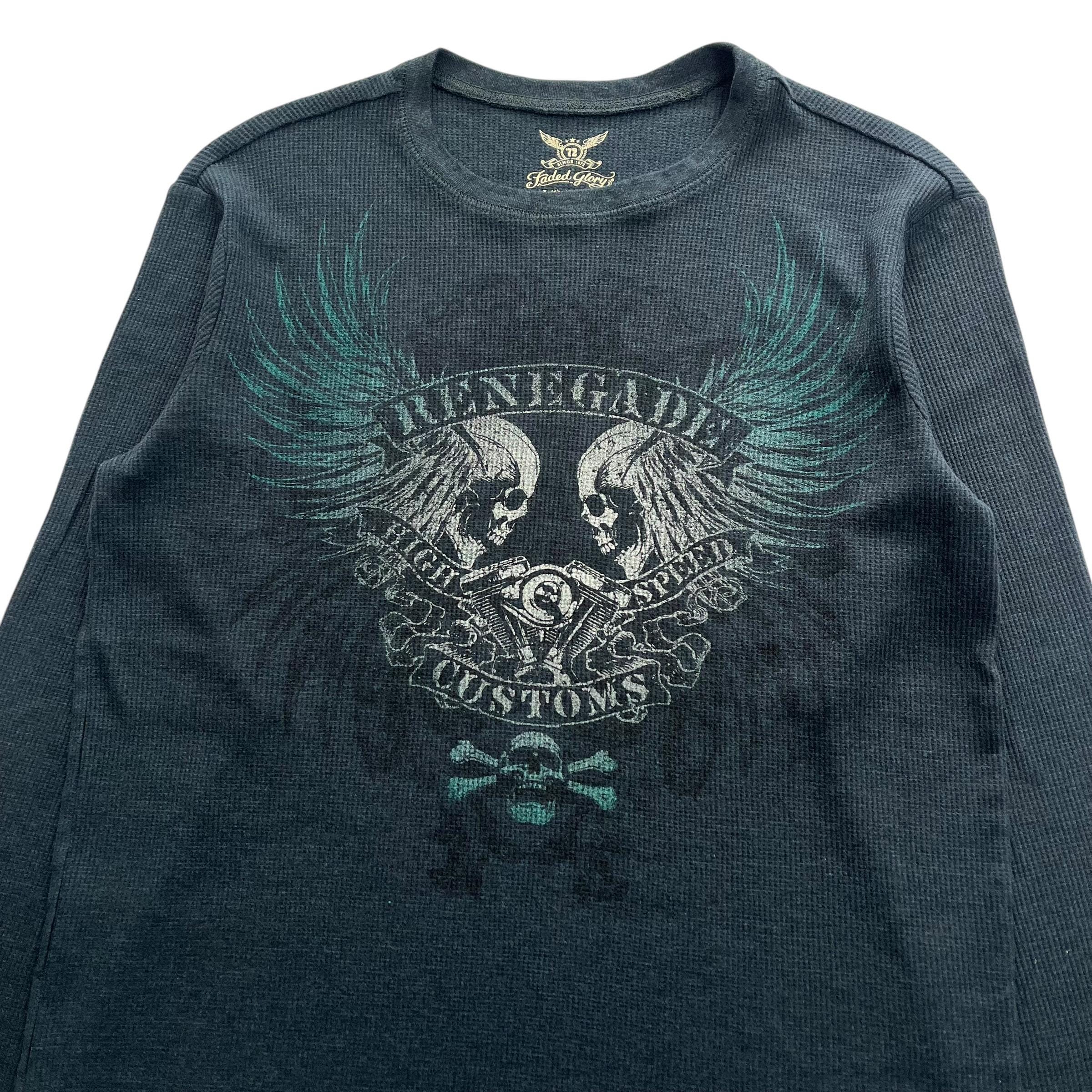 トップス 00s faded glory camo thermal l/s tee xl Vintage 00's Faded Glory Men's Size XL Y2K Long Sleeve Gray
