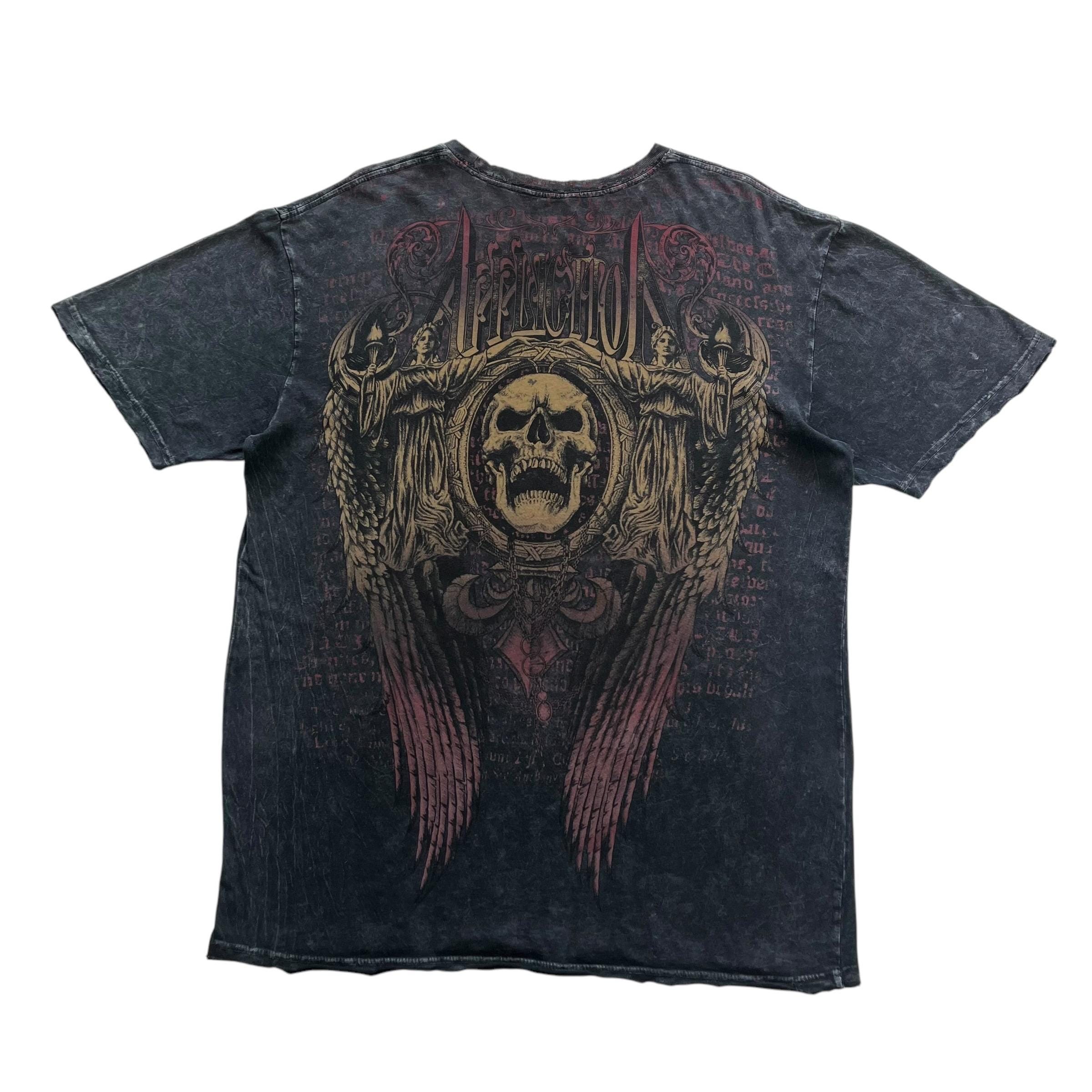 AFFLICTION スカル グラフィックTシャツ Affliction Skull Cross Wing Grunge Cyber Y2K Style T-shirt - Etsy