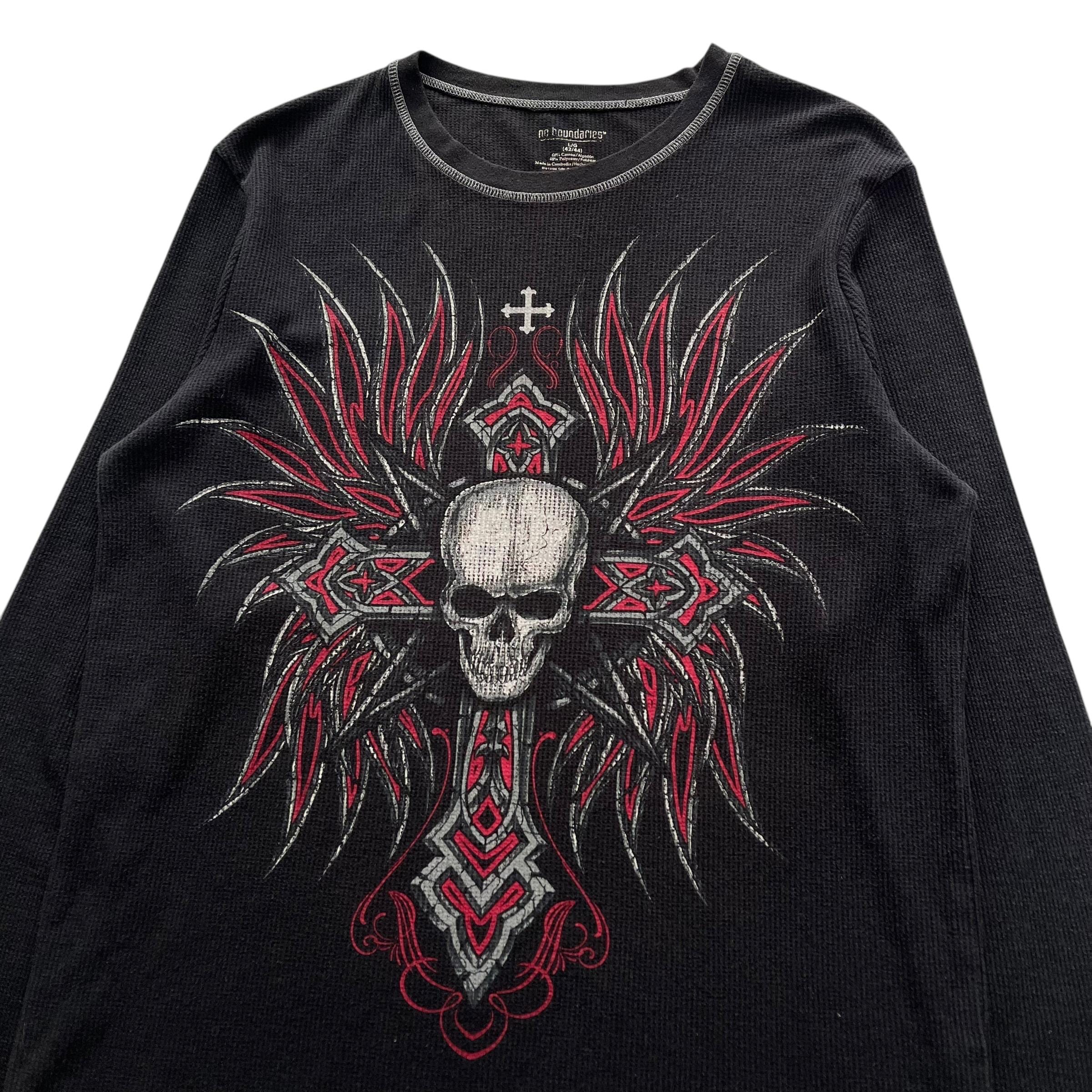 No Boundaries Skull Cross Wing Grunge Cyber Y2K Thermal