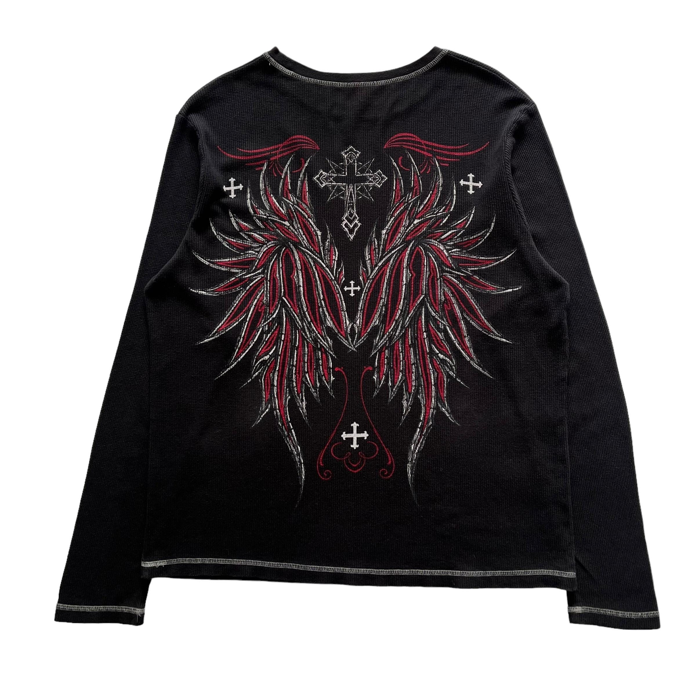 No Boundaries Skull Cross Wing Grunge Cyber Y2K Thermal No Boundaries Skull Cross Wing Grunge Cyber Y2K Thermal