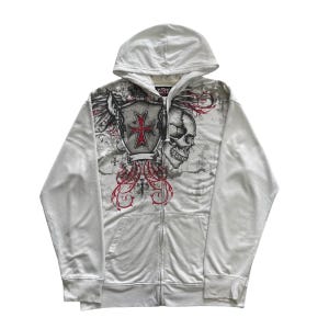 【新品/タグ付き】Ed Hardy ジップパーカー M スカル Y2K 平成 Ed Hardy（エド・ハーディー） ジップ パーカー 長袖 スカル/ドクロ