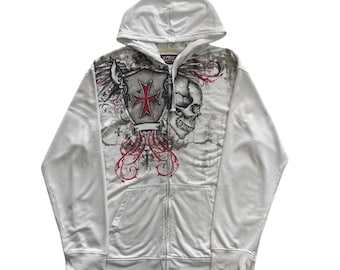 Tornado Mart Waffle Thermal Grunge Cyber Y2K Style Zip up