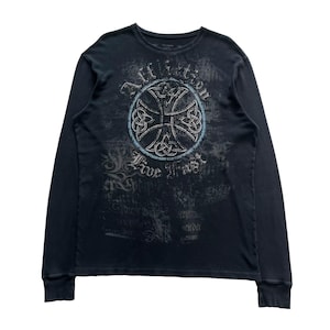 Gebrechen Kreuz Grunge Cyber Y2K Thermo-Art, lange Ärmel