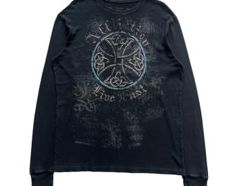 Affliction Cross Grunge Cyber Y2K Thermal Style Long Sleeve