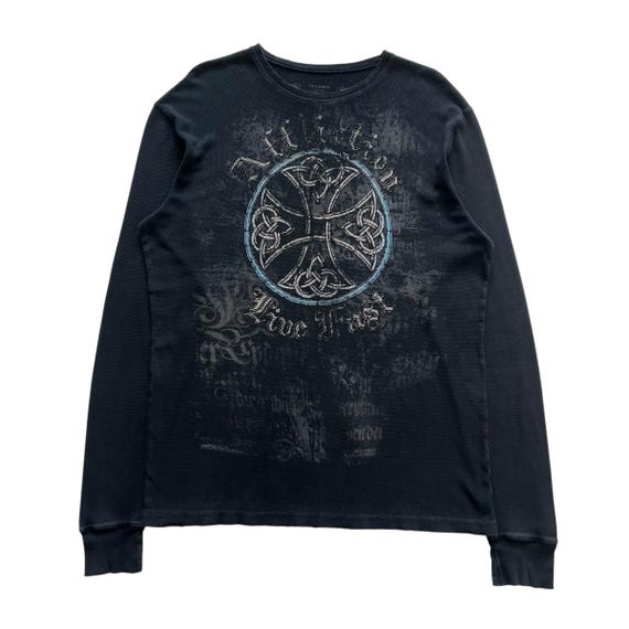Affliction Cross Grunge Cyber Y2K Thermal Style Long Sleeve - Etsy