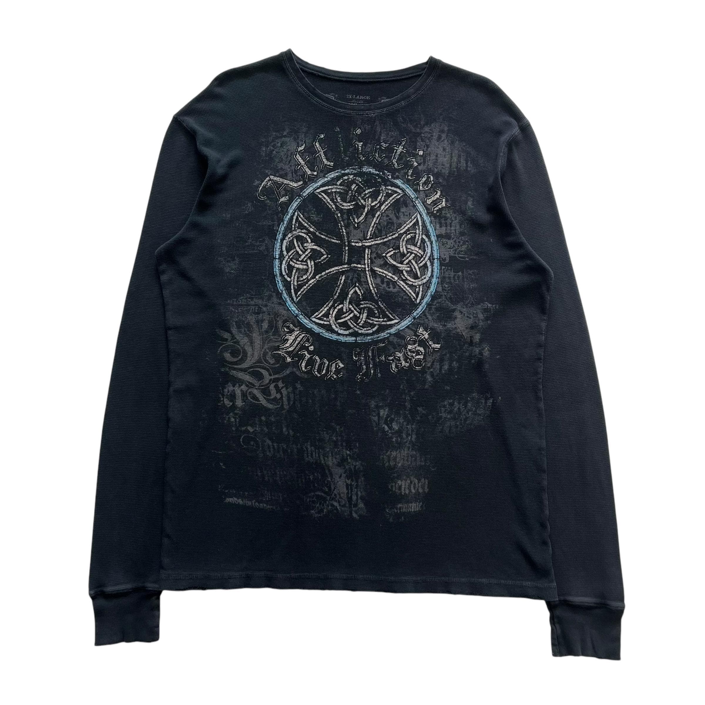 Affliction Cross Grunge Cyber Y2K Thermal Style Long Sleeve - Etsy