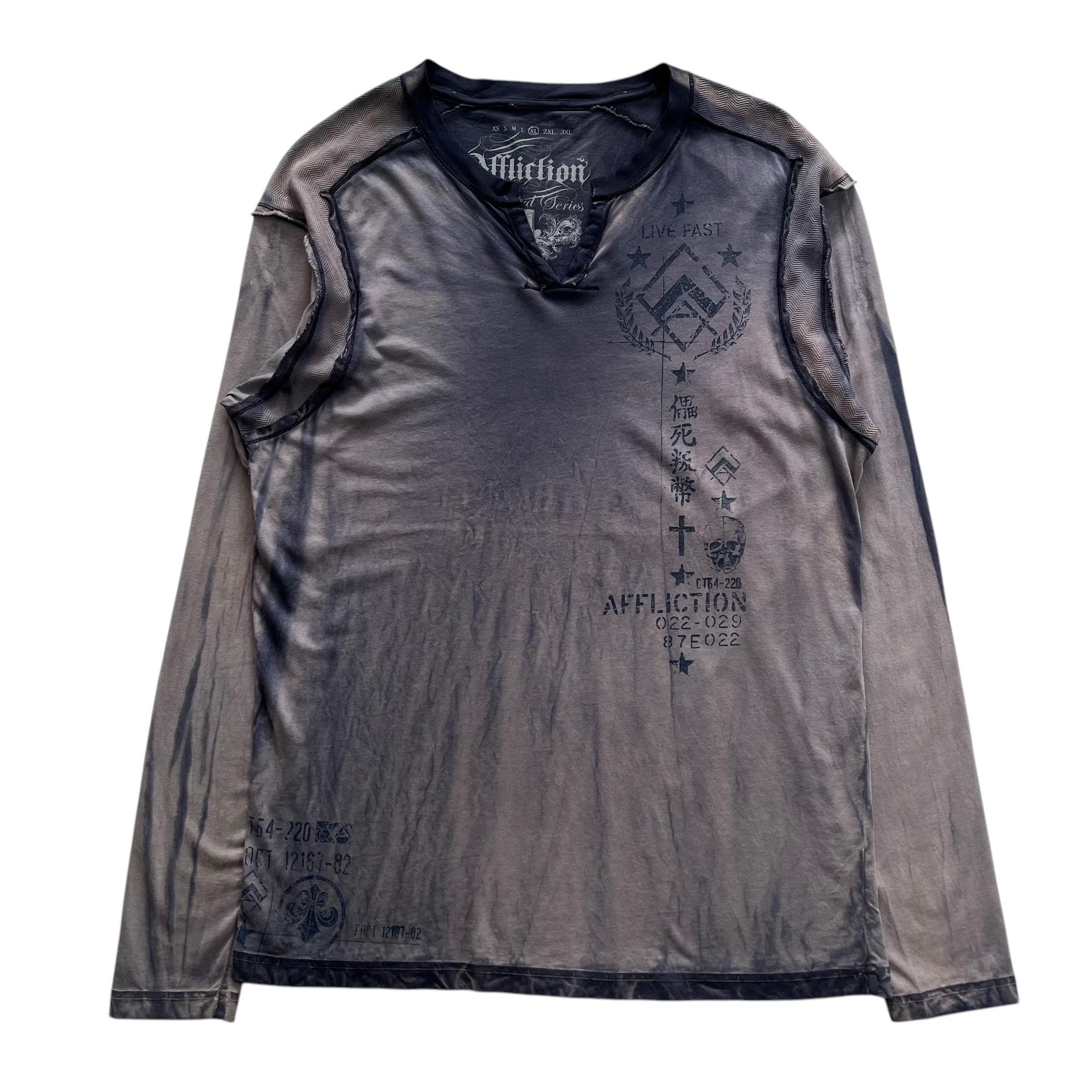 Affliction Skull Grunge Cyber Y2K Style Long Sleeve - Etsy