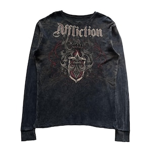 Gebrechen Schädel Kreuz Grunge Cyber Y2K Thermo-Stil lange Ärmel