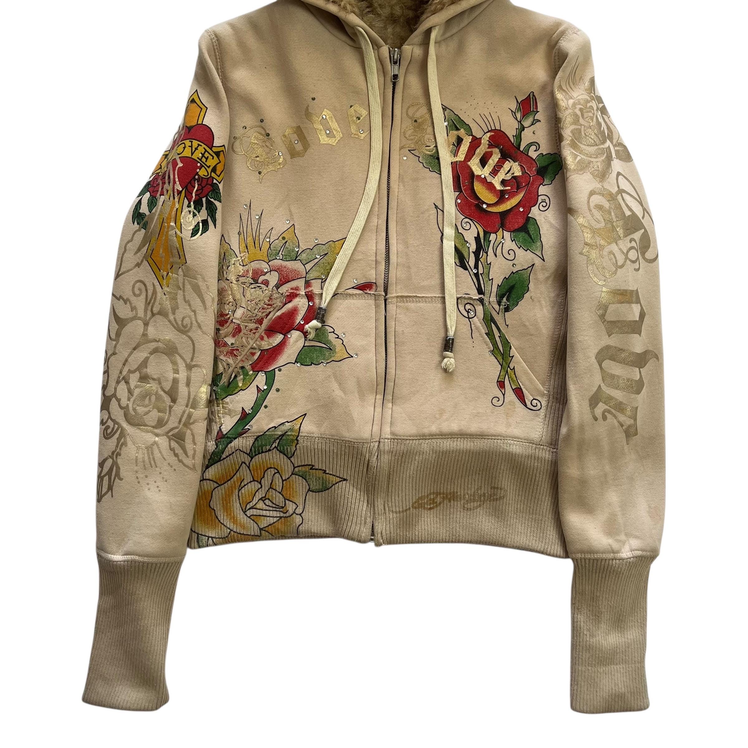 Sanjoy Ed Hardy Fur Grunge Cyber Y2K Style Zip up Hoodie - Etsy