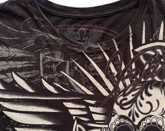 Xzavier Skull Cross Wing Grunge Cyber Y2K Style T-shirt - Etsy