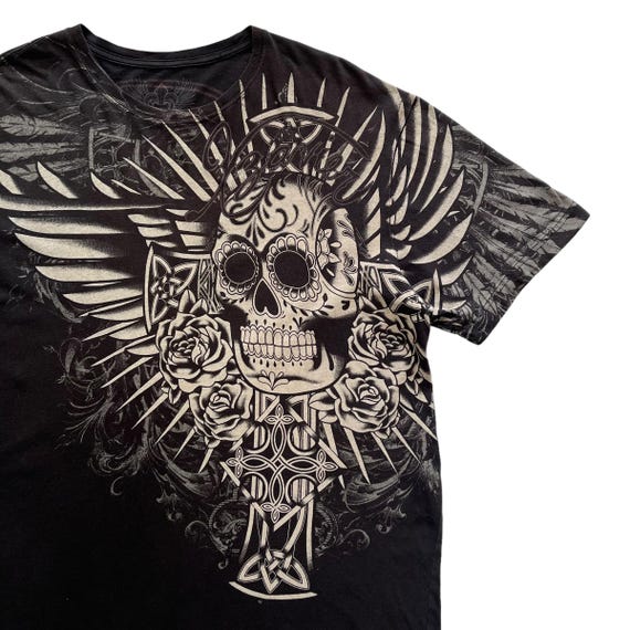 Xzavier Skull Cross Wing Grunge Cyber Y2K Style T-shirt - Etsy