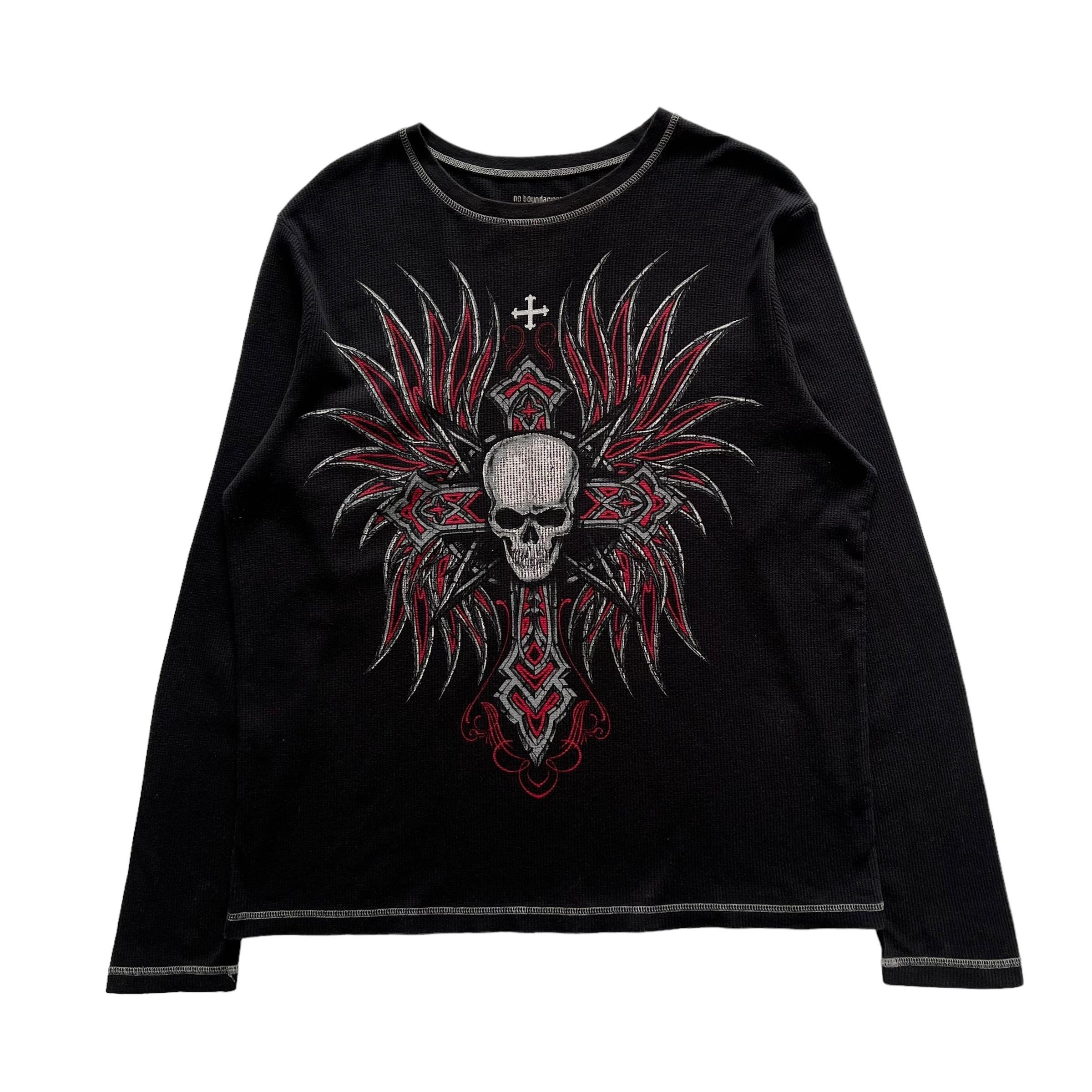 No Boundaries Skull Cross Wing Grunge Cyber Y2K Thermal