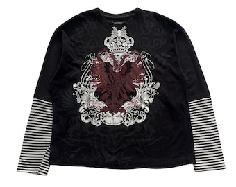 Avirex Double Layer Grunge Cyber Y2K Style Long Sleeve