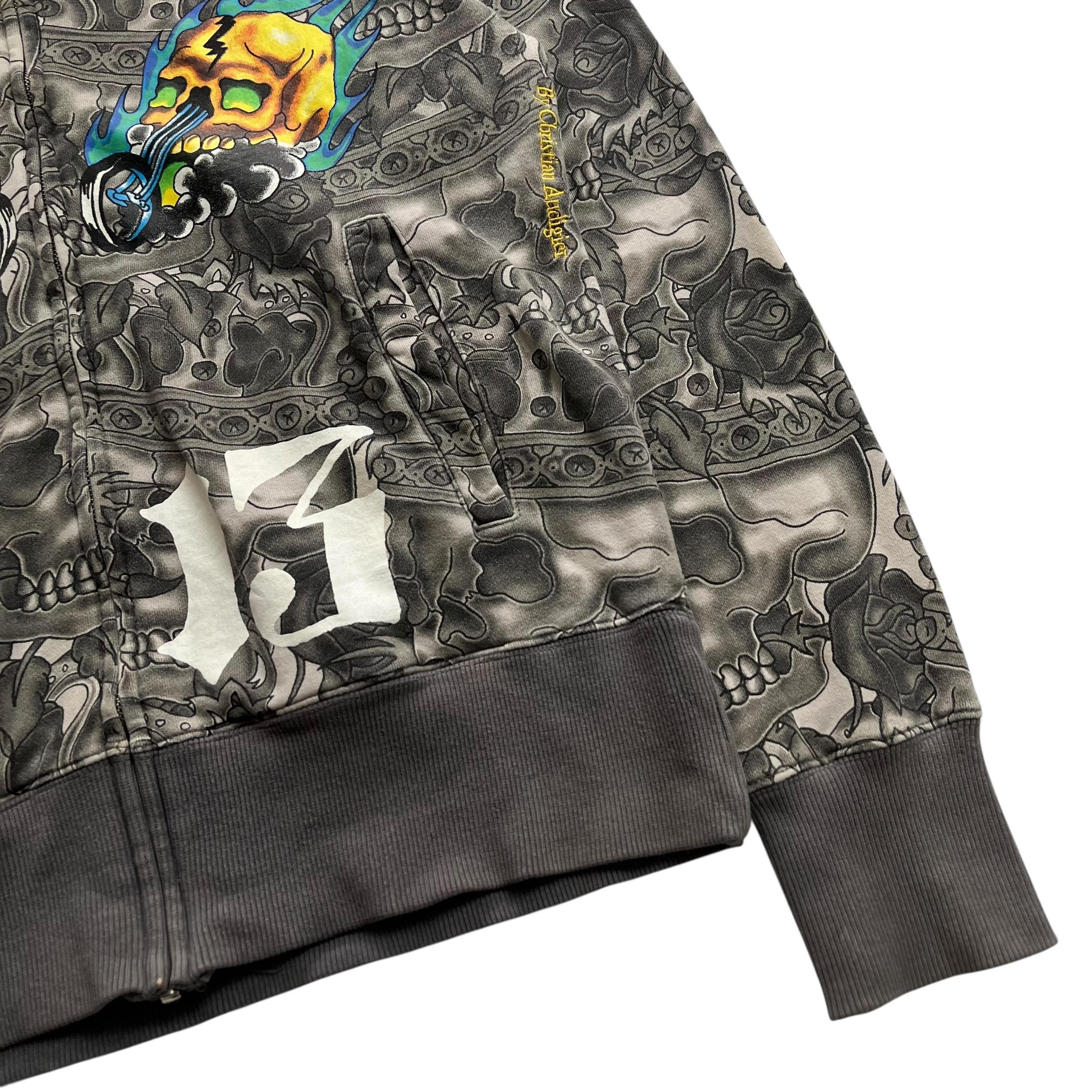 Ed Hardy by Christian Audigier Skull Grunge Cyber Y2K Style Zip up