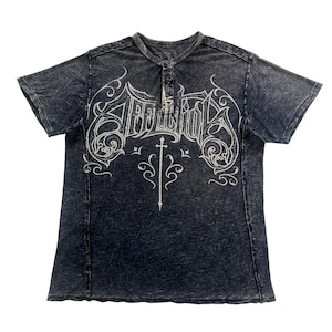 Affliction Cross Button Grunge Cyber Y2K Style T-Shirt