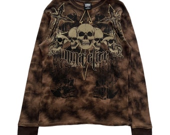 MMA Elite Skull Cross Grunge Cyber Y2K Thermal Style Long